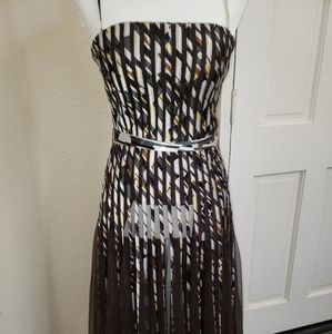 Fancy Night Out Brown Silver Dress Size 8